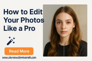 Before-and-after photo showing color-correction, cropping, and retouching