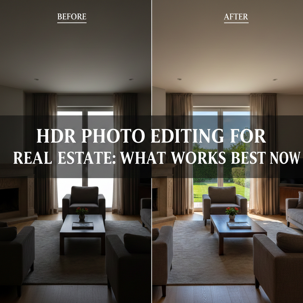 HDR photo editing for real estate interiors showing balanced lighting and natural colors