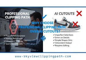 Designer using clipping path to precisely cut out a product photo